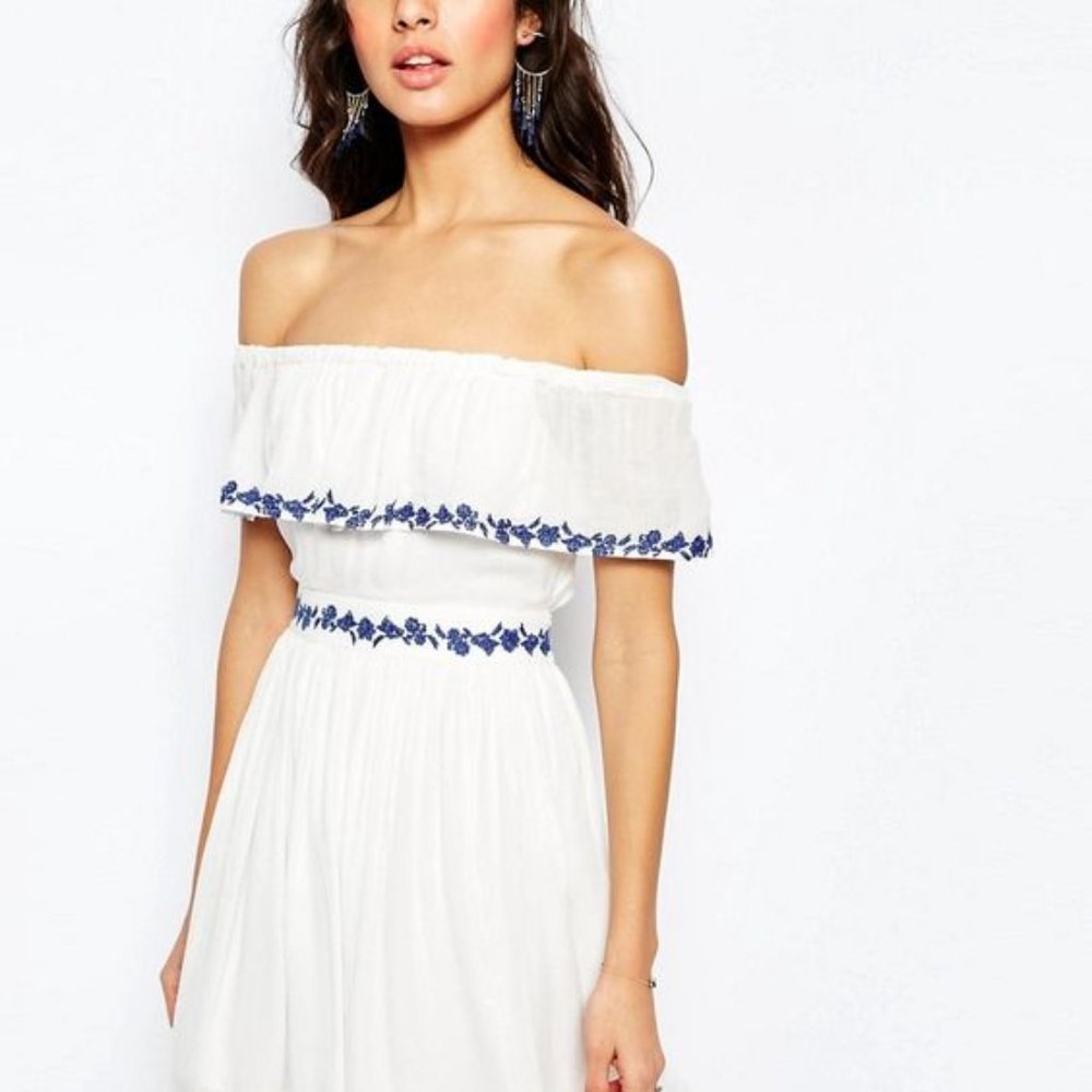 The Jetset Diaries Pompeii Off Shoulder Mini Dress